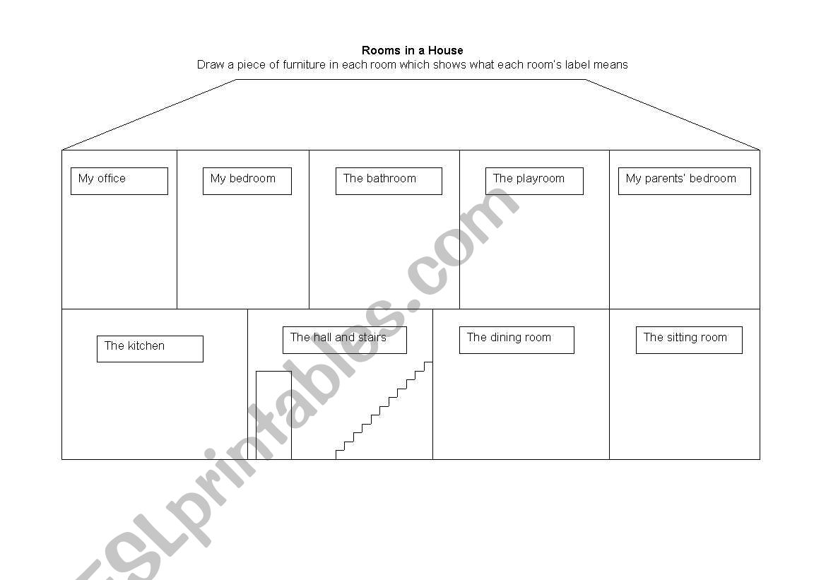 Rooms in a house  worksheet