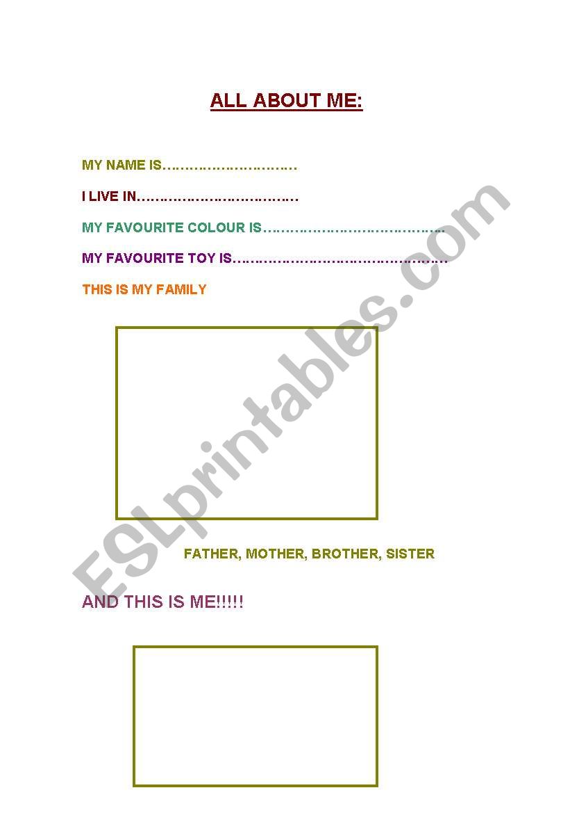 all about me worksheet