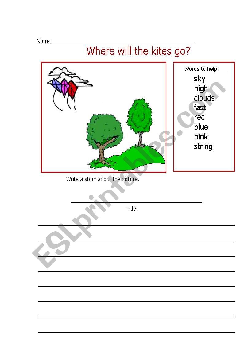 where will the kites go? worksheet