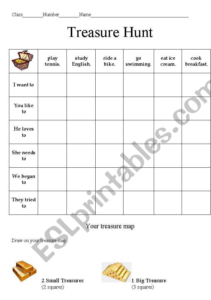 Infinitive Treasure Hunt worksheet