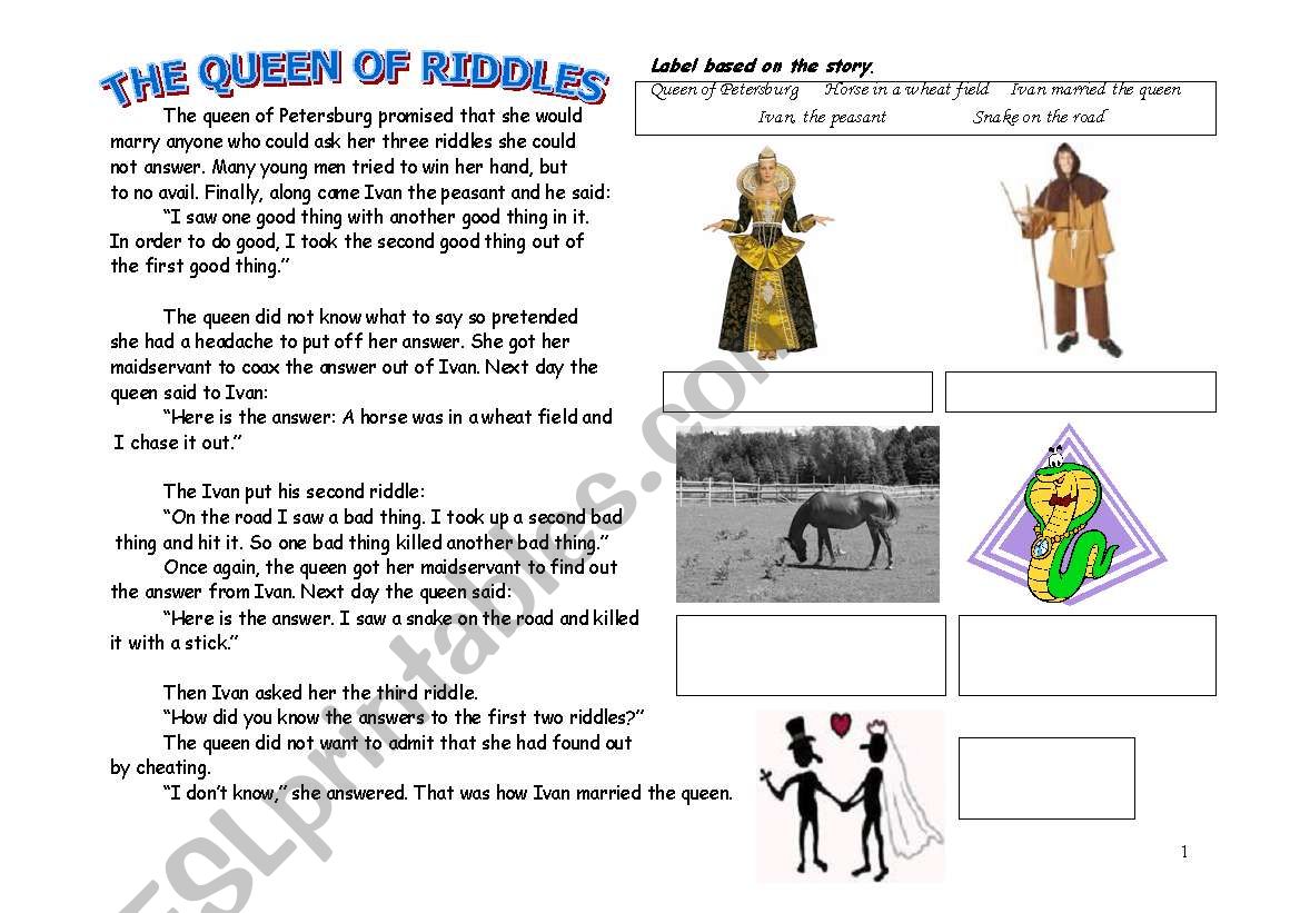 The Queen Of Riddles worksheet