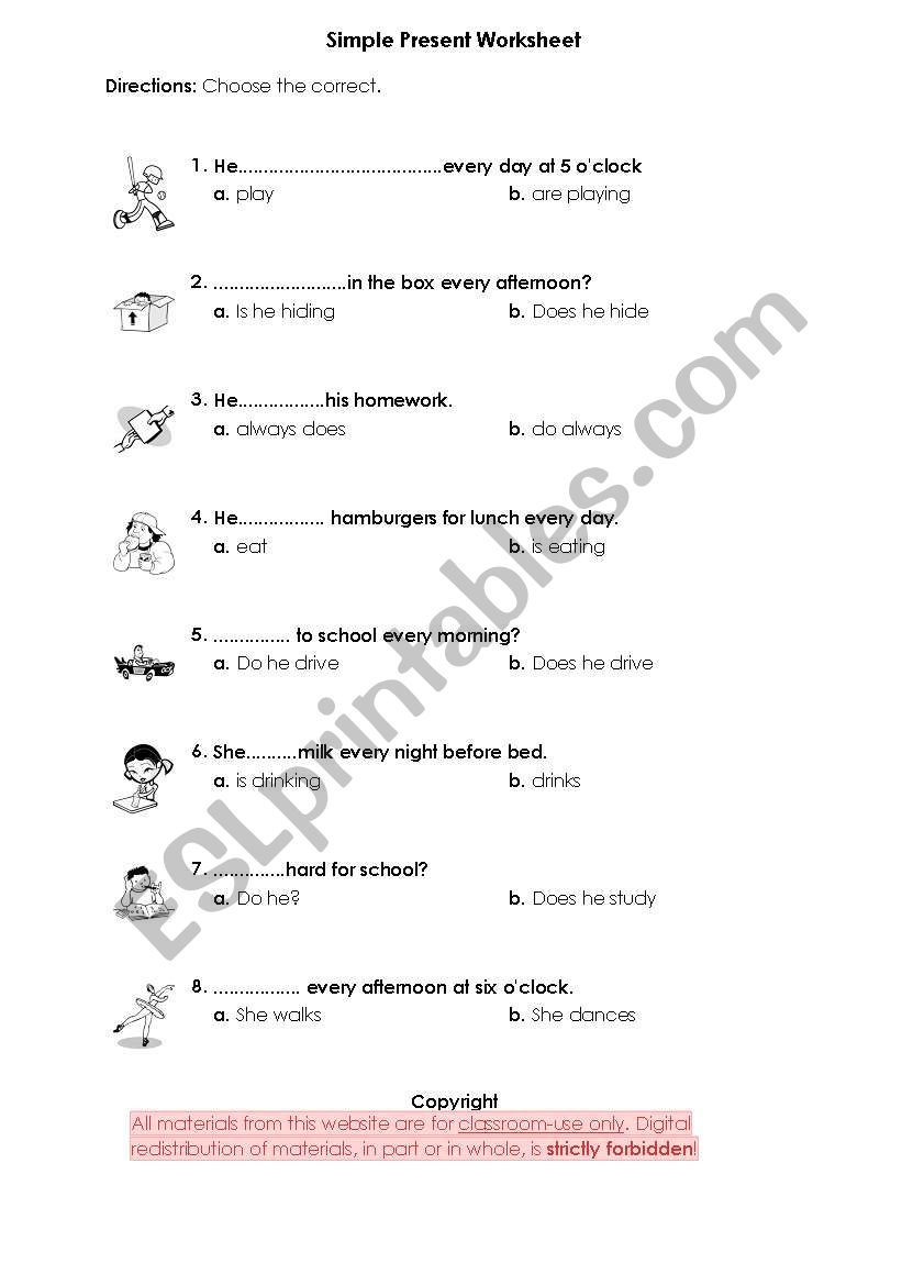 Simple Present Worksheet worksheet