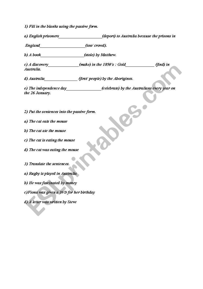 passive voice worksheet