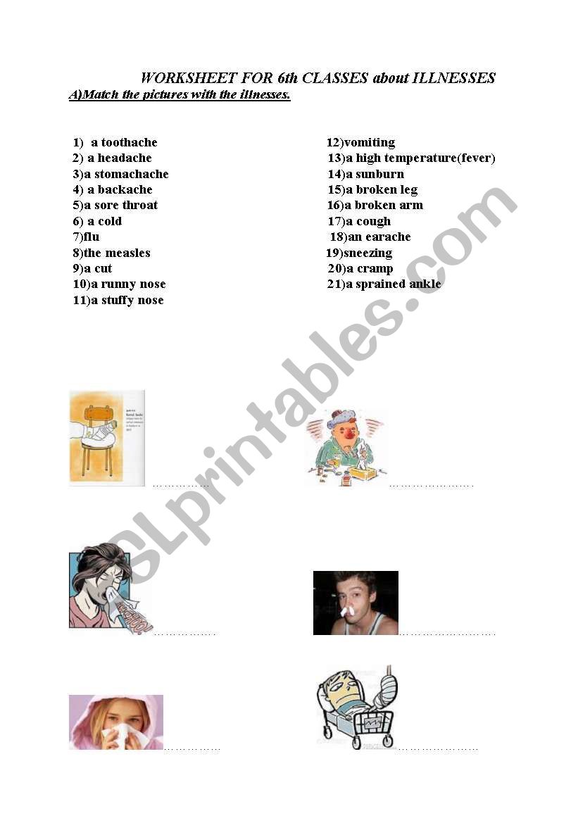 illnesses worksheet