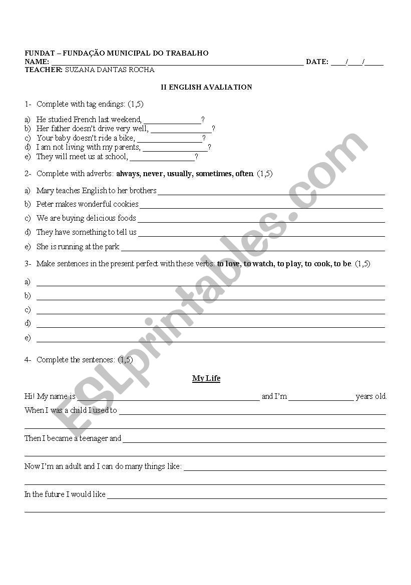 family worksheet