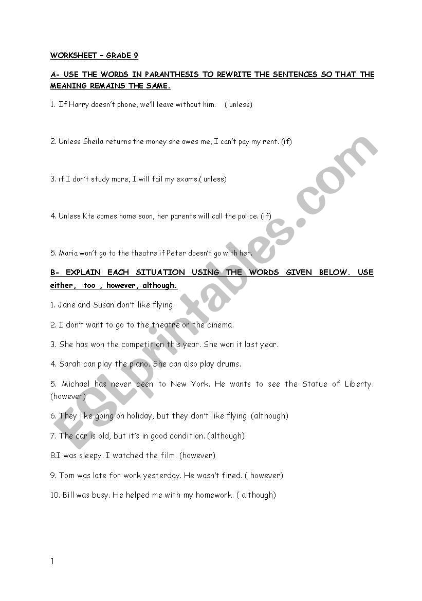 mixed exercises worksheet