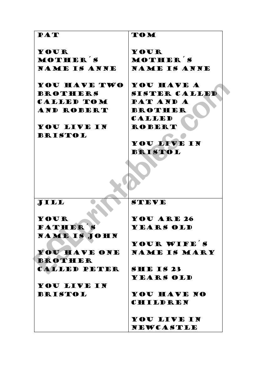 family game 3 worksheet