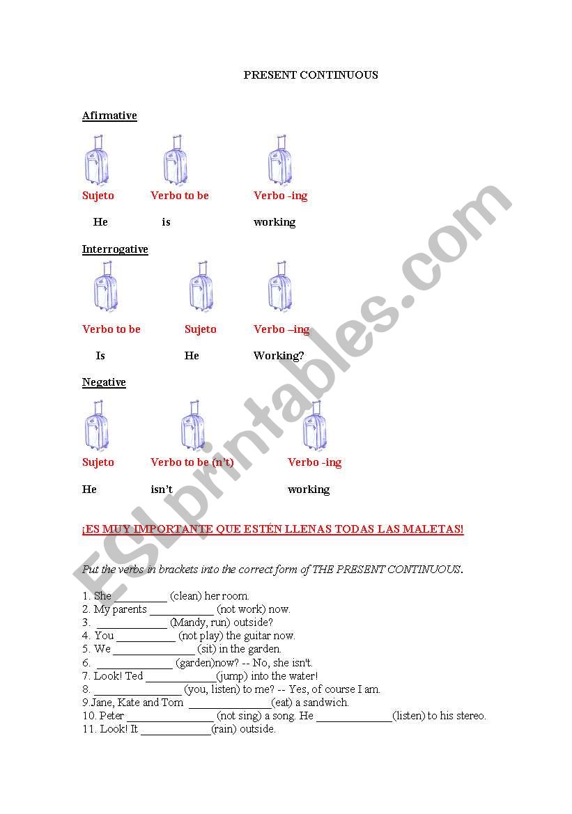 Present continuous worksheet