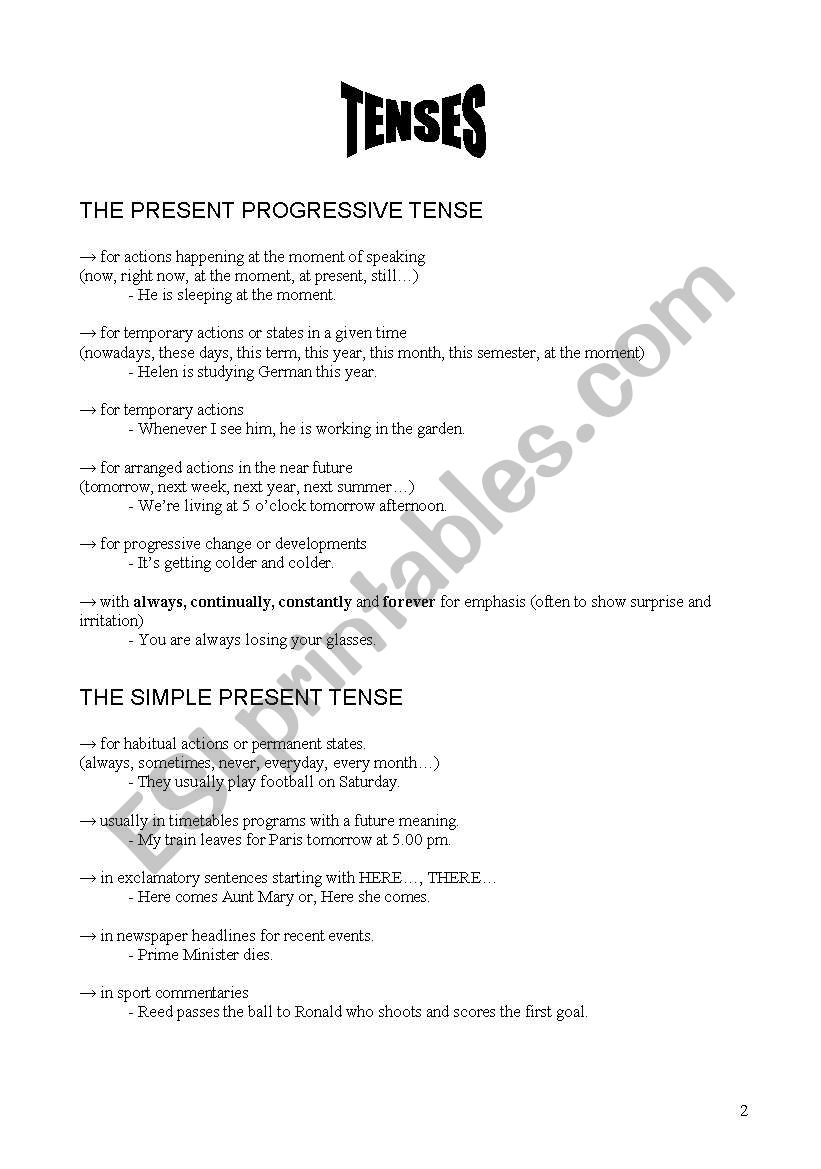 tenses worksheet