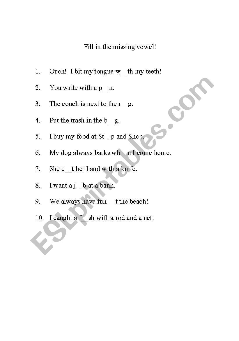 Spelling with short vowels worksheet