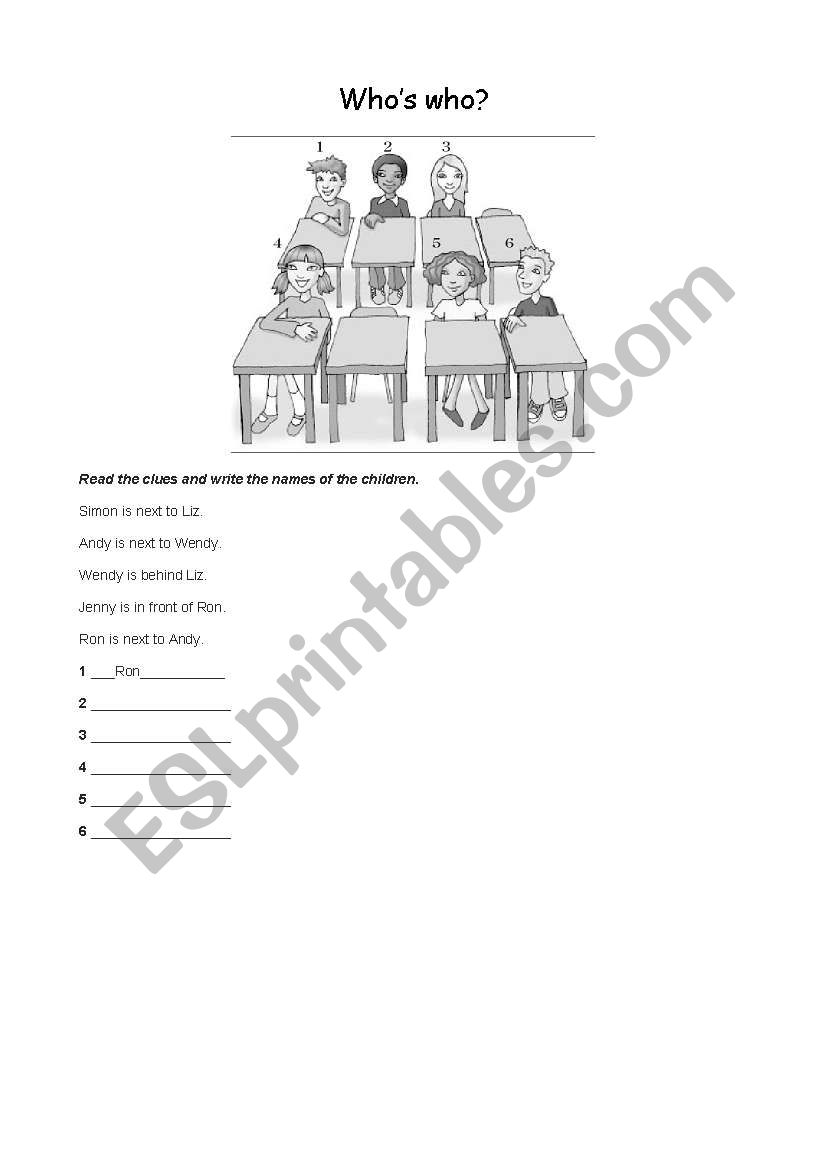 Whos who worksheet