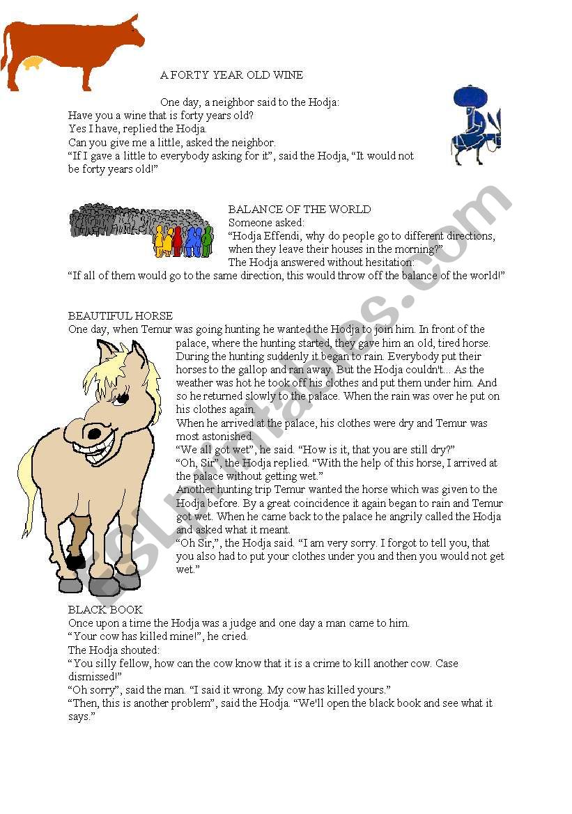 NASREDDN HODJAS STORIES worksheet