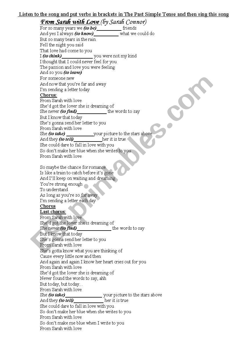 activity song worksheet