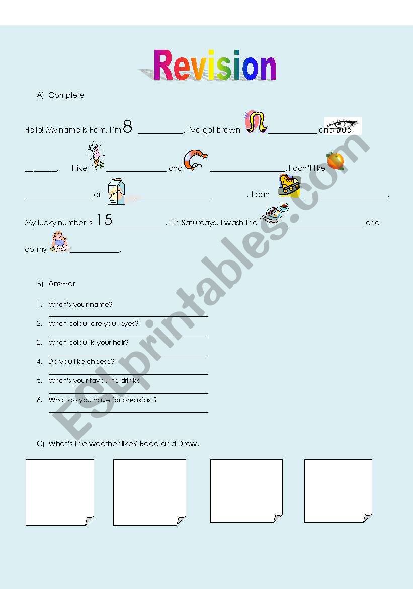 Revision Test worksheet