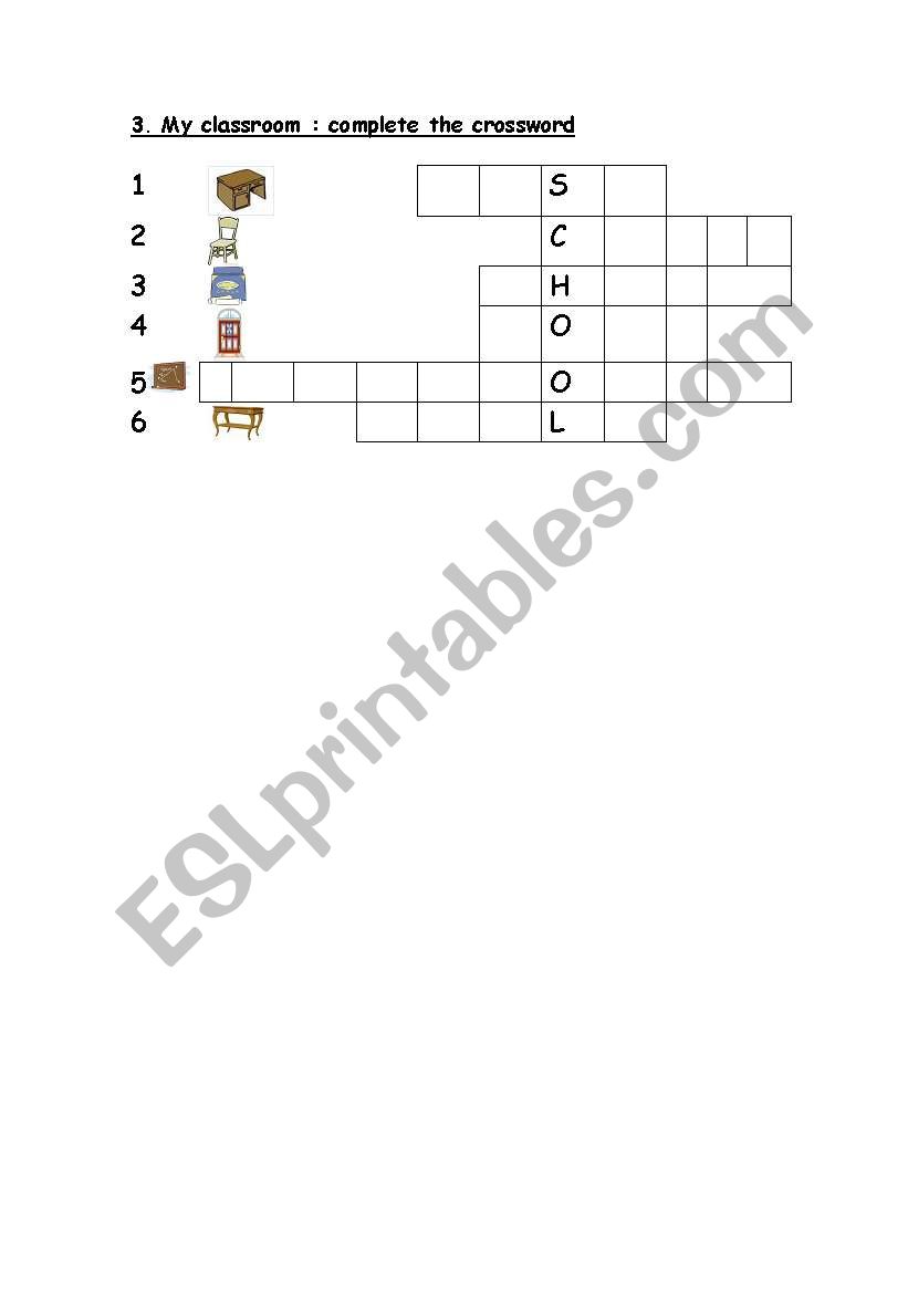 my classroom crossword worksheet