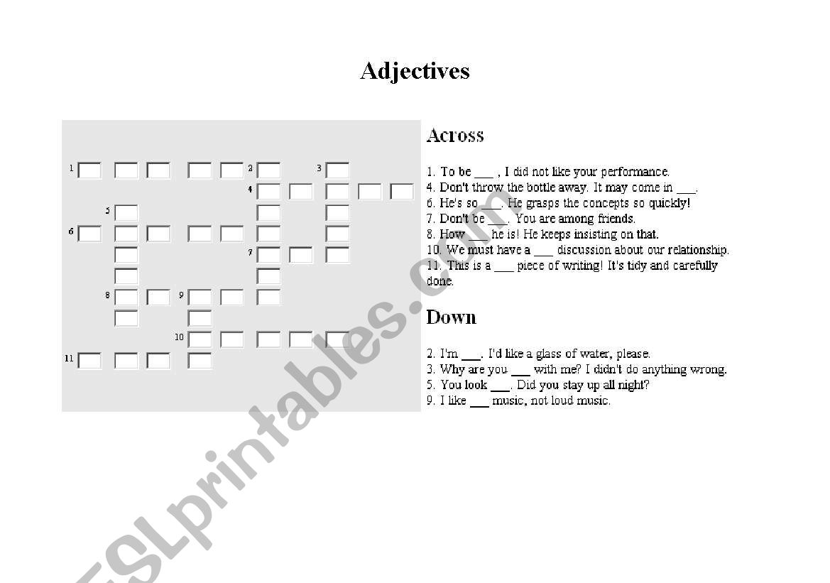 Adjective worksheet