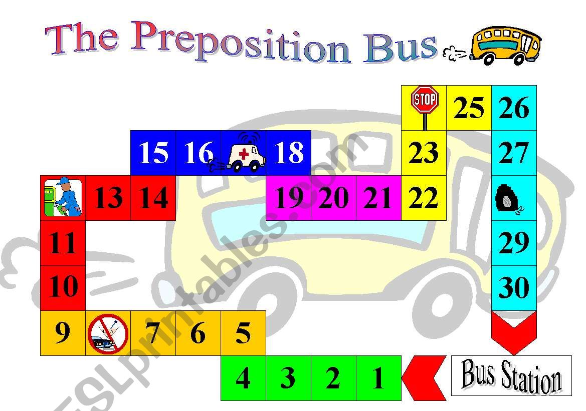 The Preposition Bus worksheet