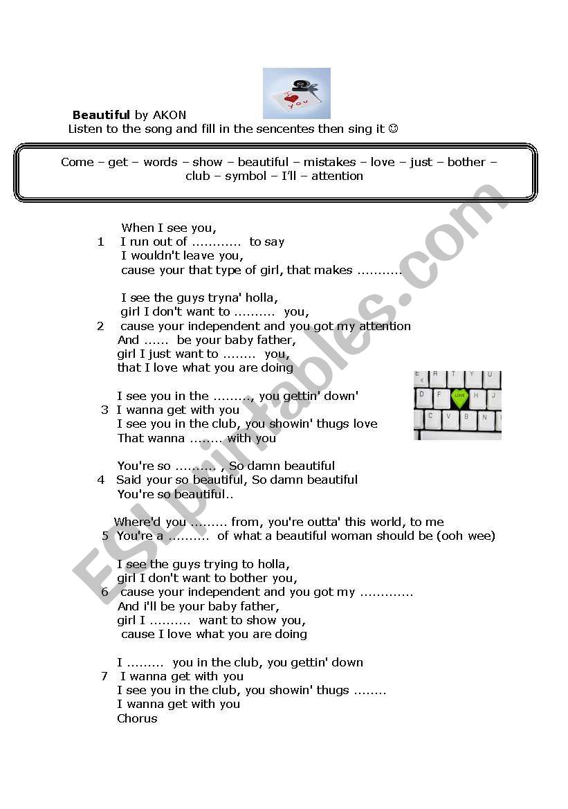 song  worksheet