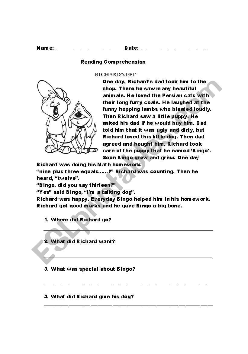 Richard´s Dog - Esl Worksheet By Suseee