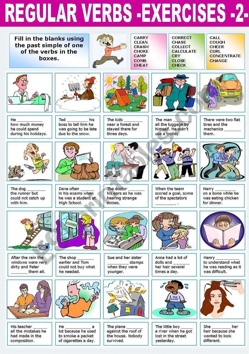 regular verbs exercises 2 esl worksheet by katiana