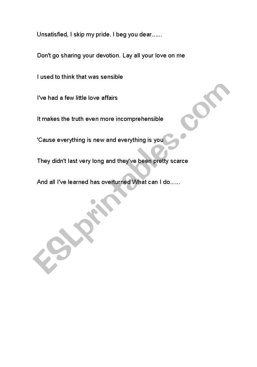 Lay All Your Love On Me - ABBA - ESL worksheet by chrysalis