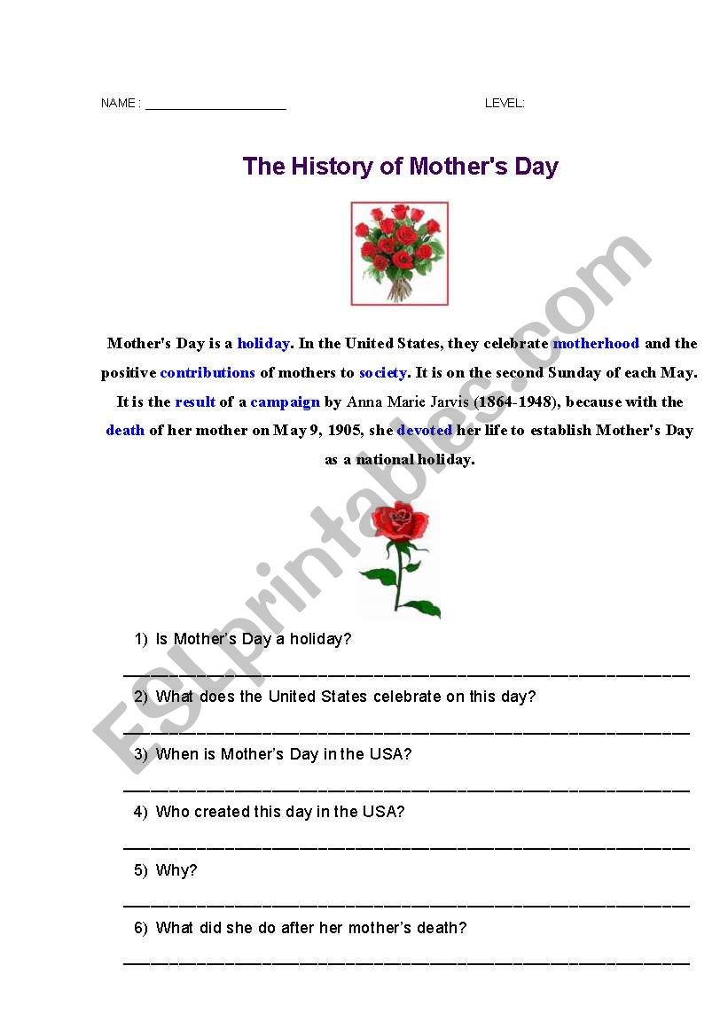 the-history-of-mother-s-day-esl-worksheet-by-tima