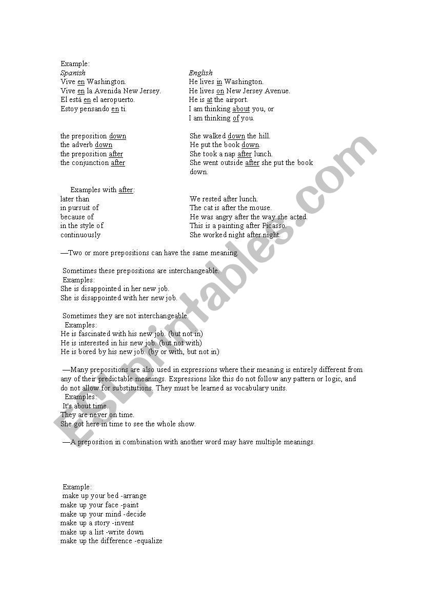 Preposition explanation of the use of AT ON & IN