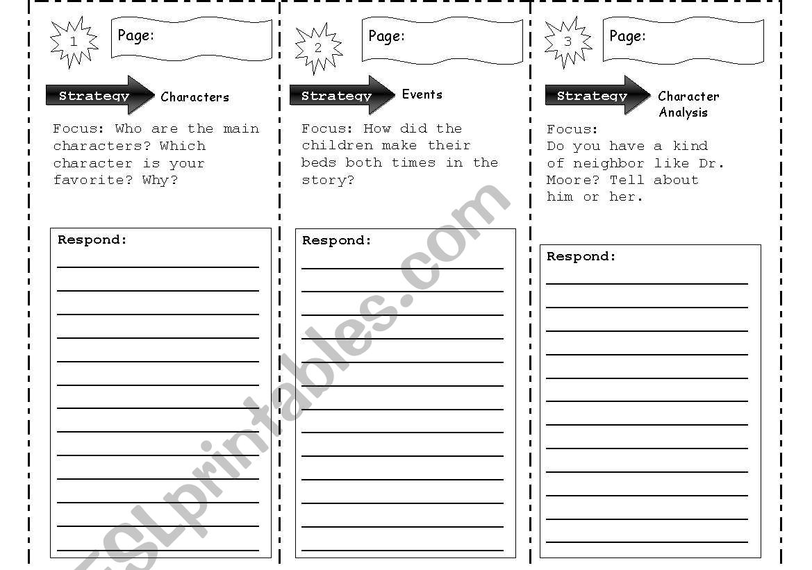 Reading Trifold worksheet