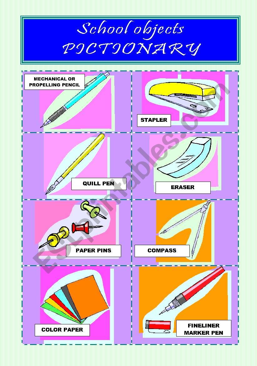 SCHOOL OBJECTS 1 of 3_PICTIONARY (3 PAGES)