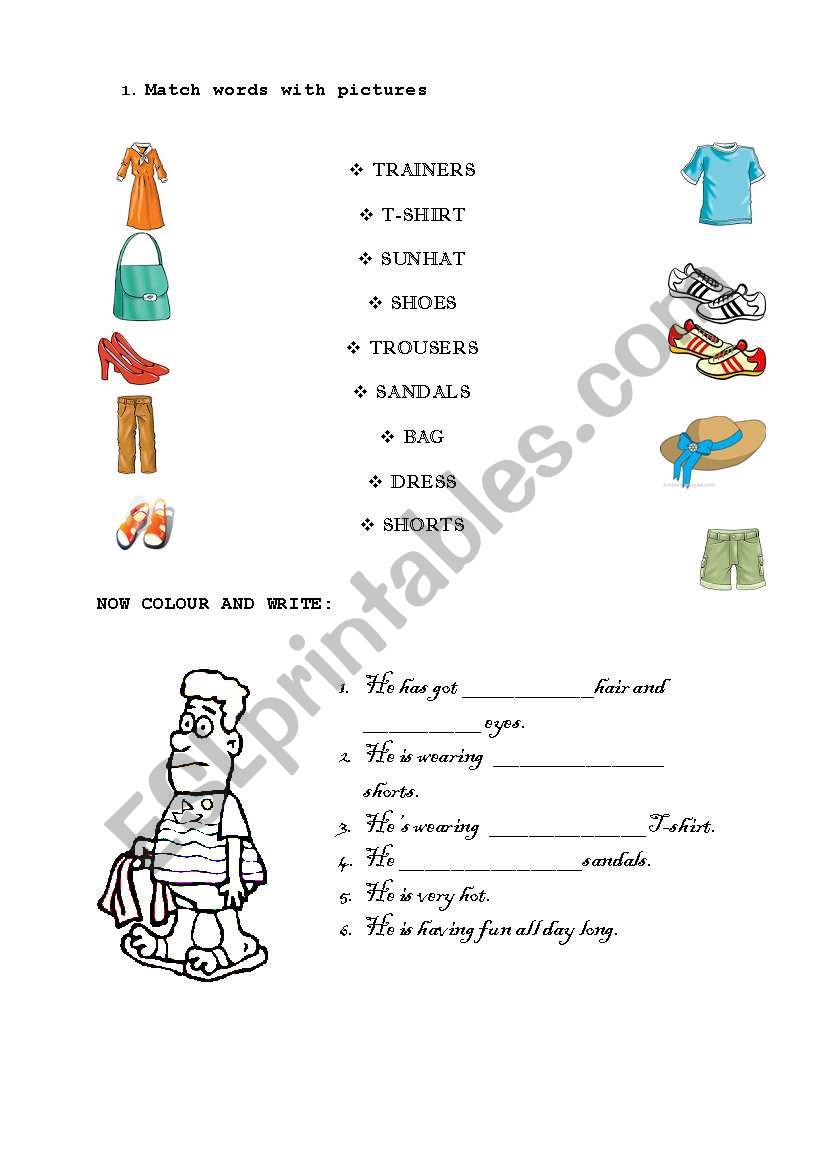 Clothes - I´m wearing - ESL worksheet by SheDevil