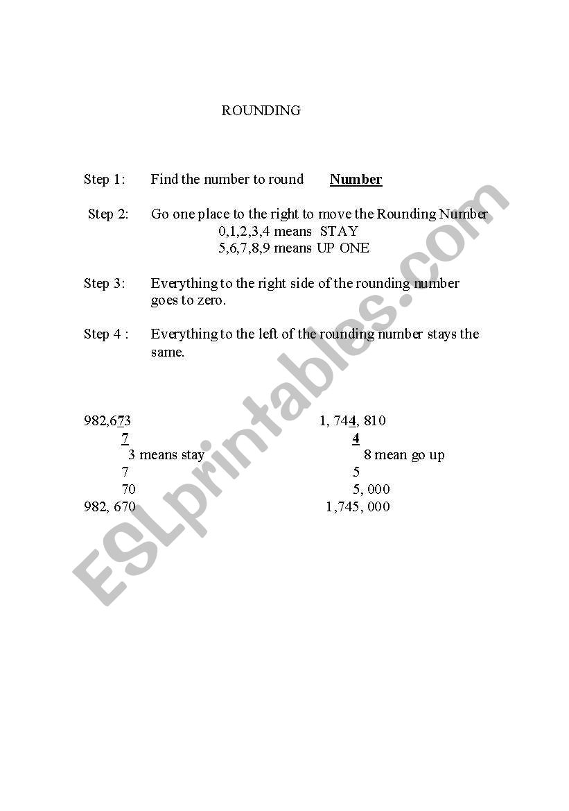 Rounding Review worksheet