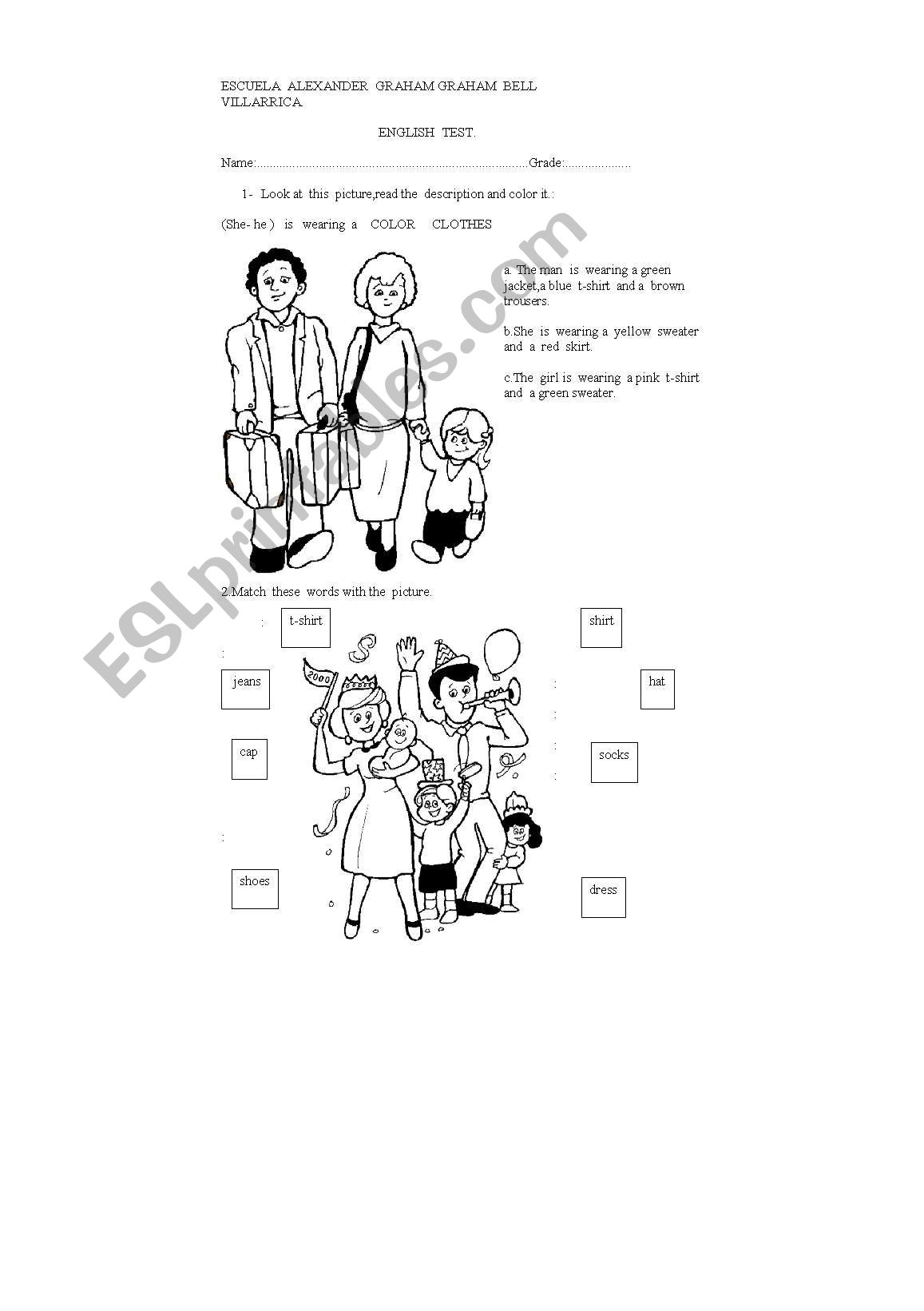 Evaluating about clothes worksheet