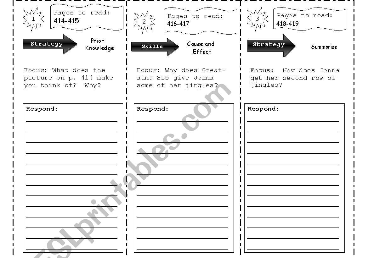 Reading Trifold worksheet