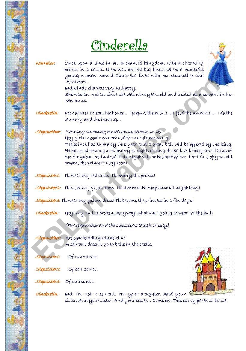 A Short Play Cinderella ESL Worksheet By Katia Del Pilar