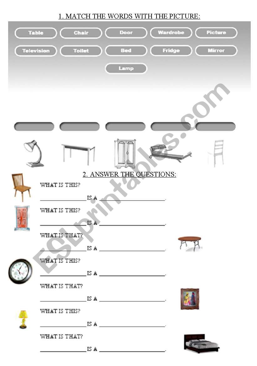 Furniture worksheet