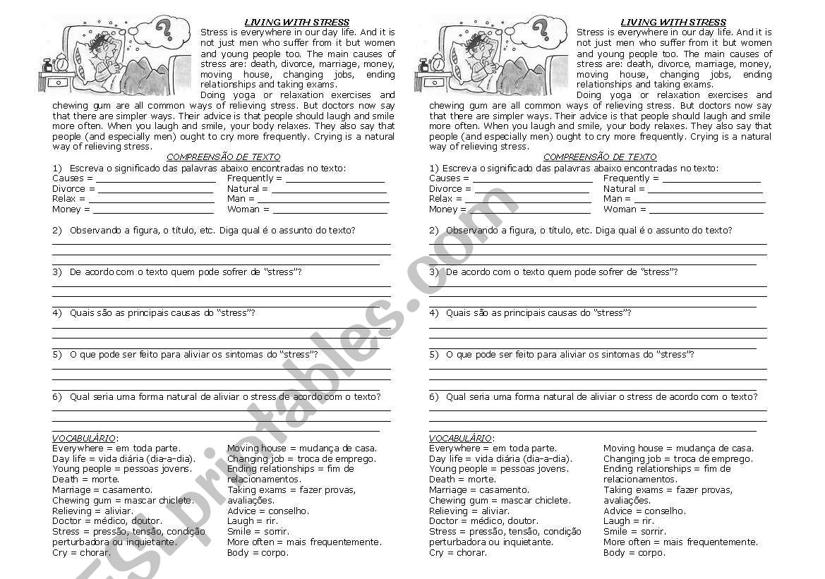 LIVING WITH STRESS worksheet