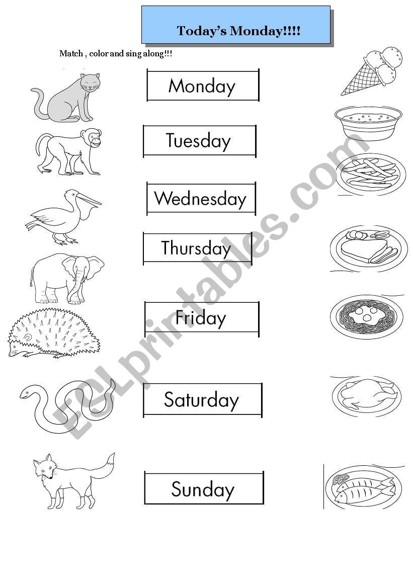Todays Monday Eric Carles Story Sheet Esl Worksheet By Amicableann