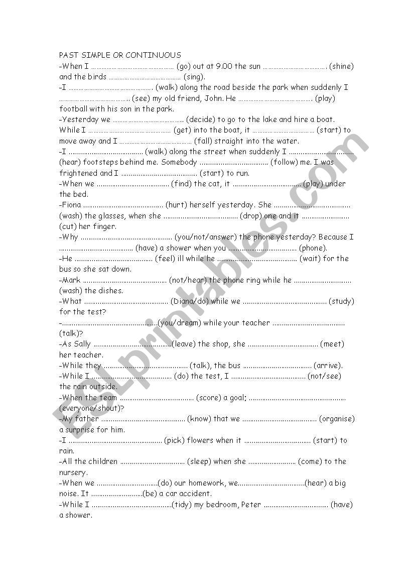 past simple or continuous worksheet