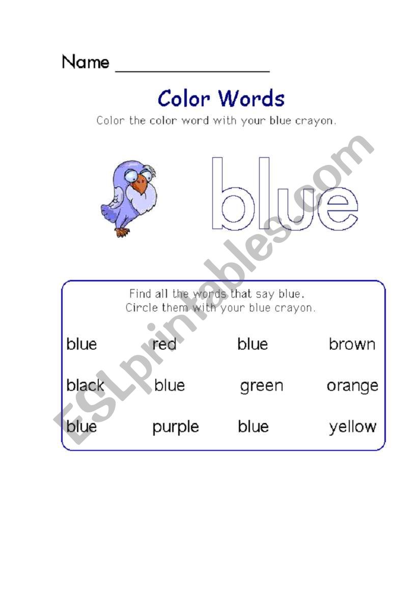 colours worksheet