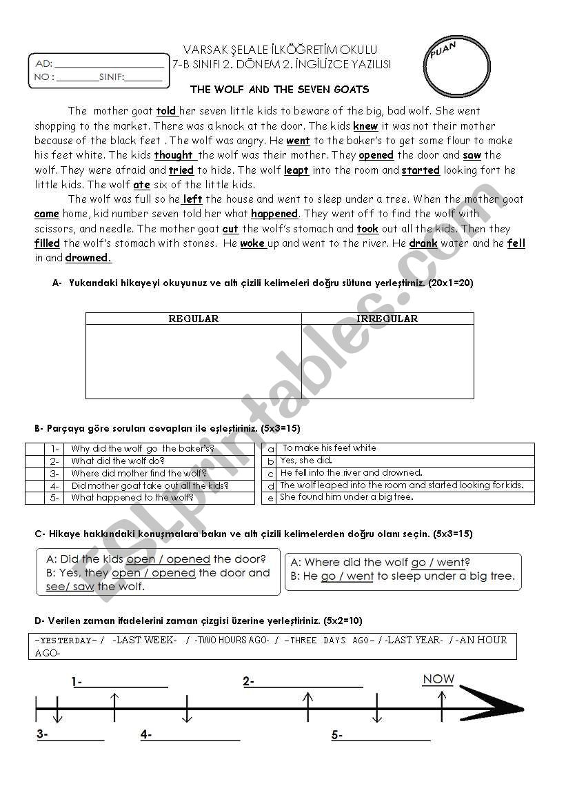 spot on 7 II. term II. exam worksheet