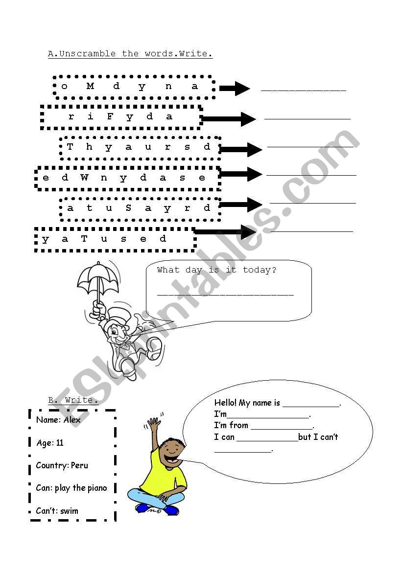 days worksheet