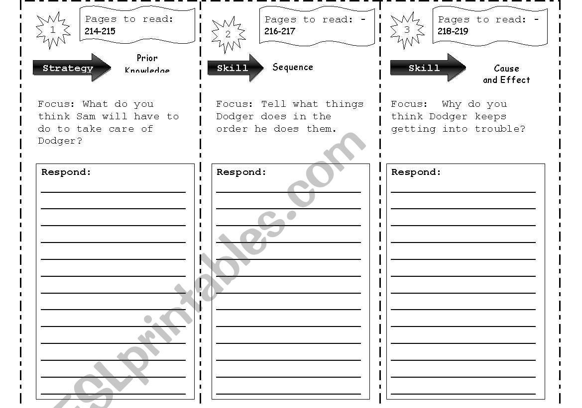 Reading Trifold worksheet