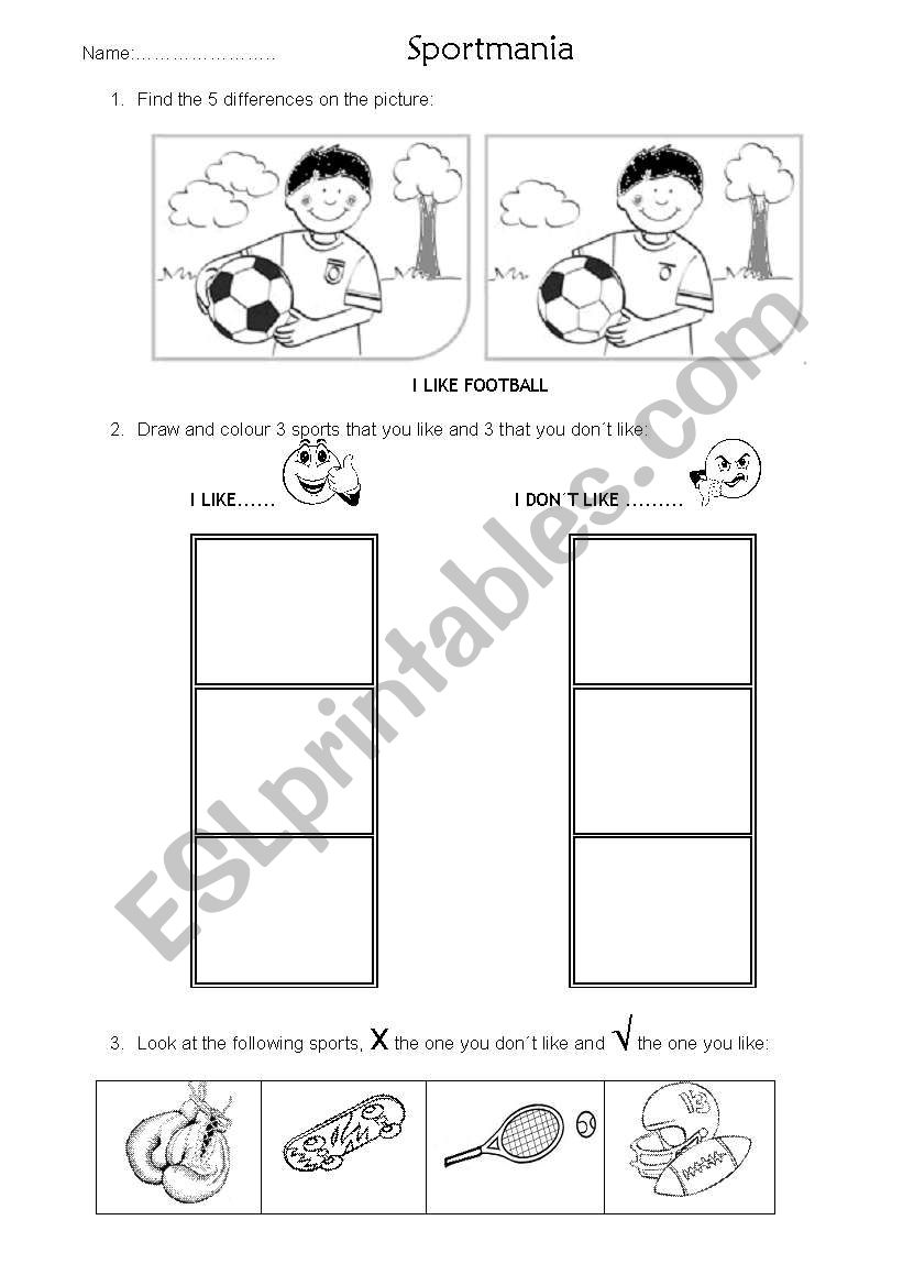 sportmania worksheet