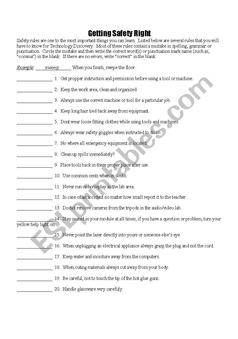 Getting Safety Right worksheet
