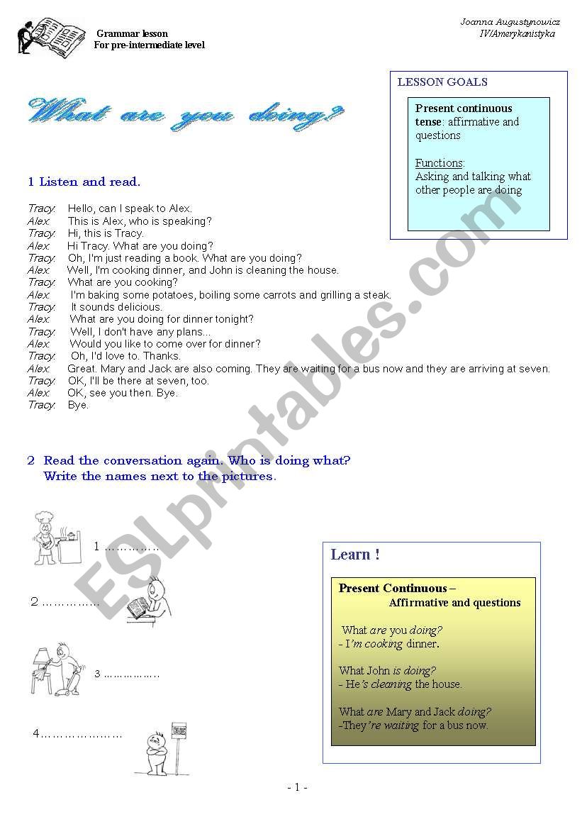 What are you doing? worksheet