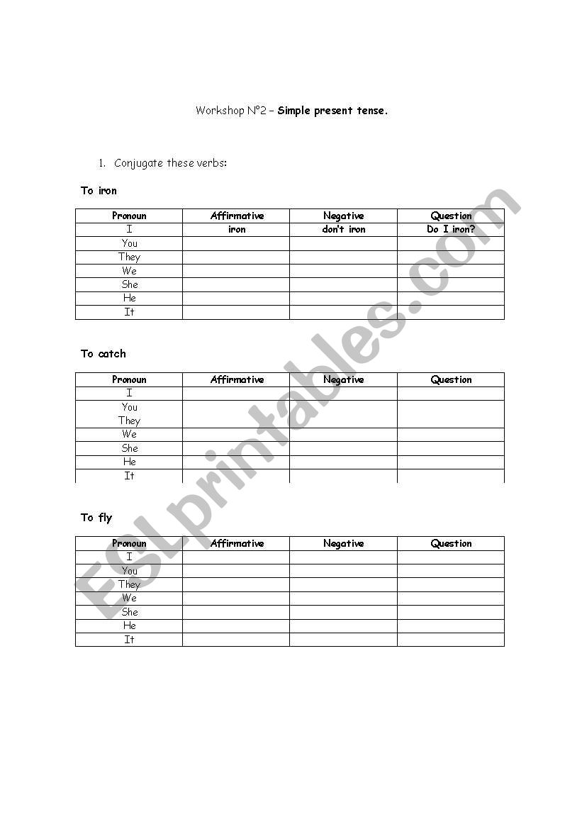 Simple present tense worksheet