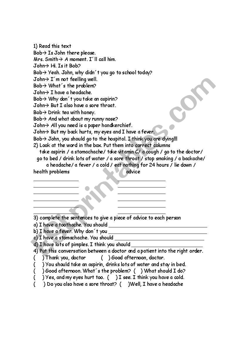 English worksheets: sick