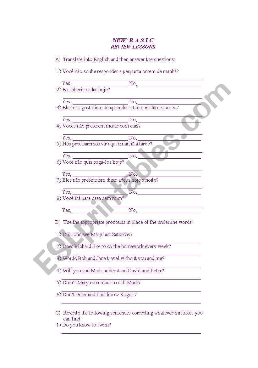 First exercise english worksheet