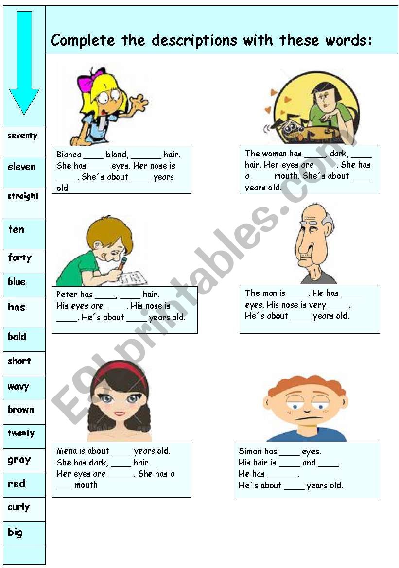 descriptions esl worksheet by popina