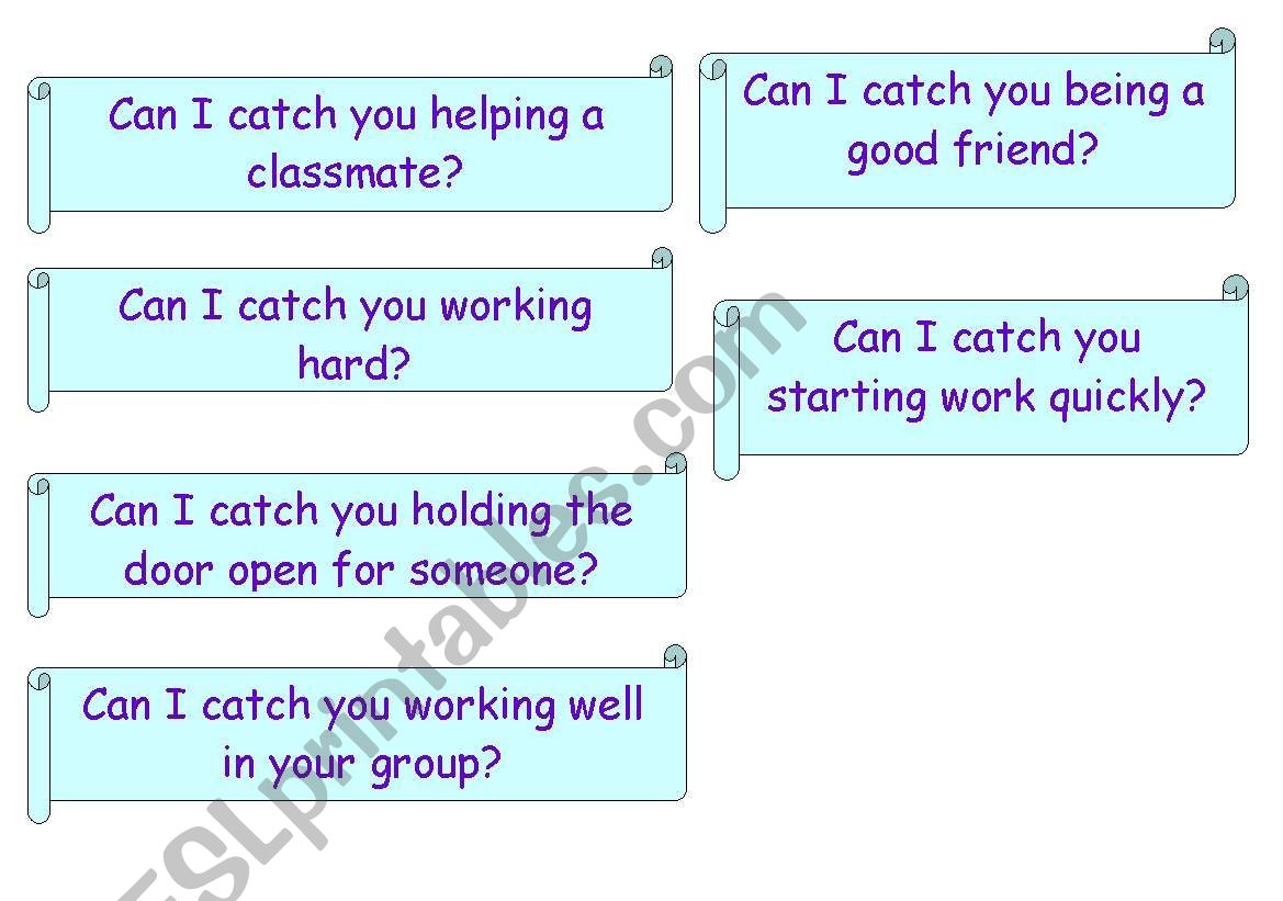 Catch you being good! worksheet